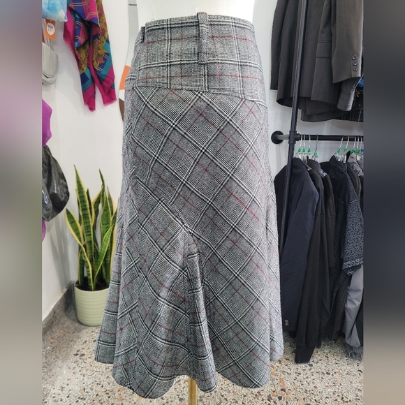 San Francisco Vinrage Plaid A-Line Skirt - Gray - Picture 2 of 6